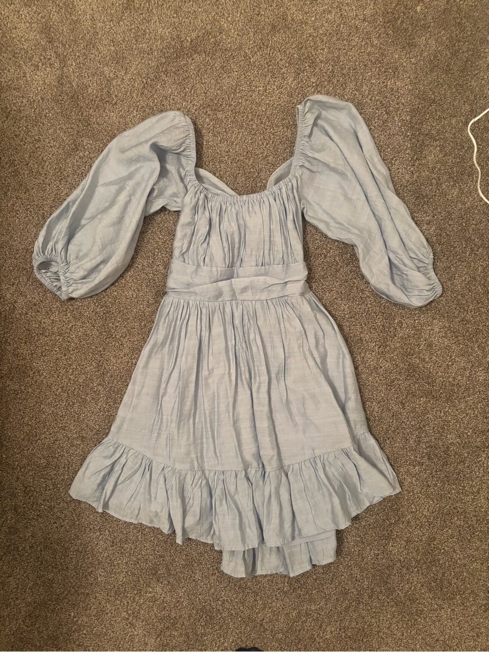 Selfie Leslie Light Blue Puff-Sleeve Ruffle Summer Dress